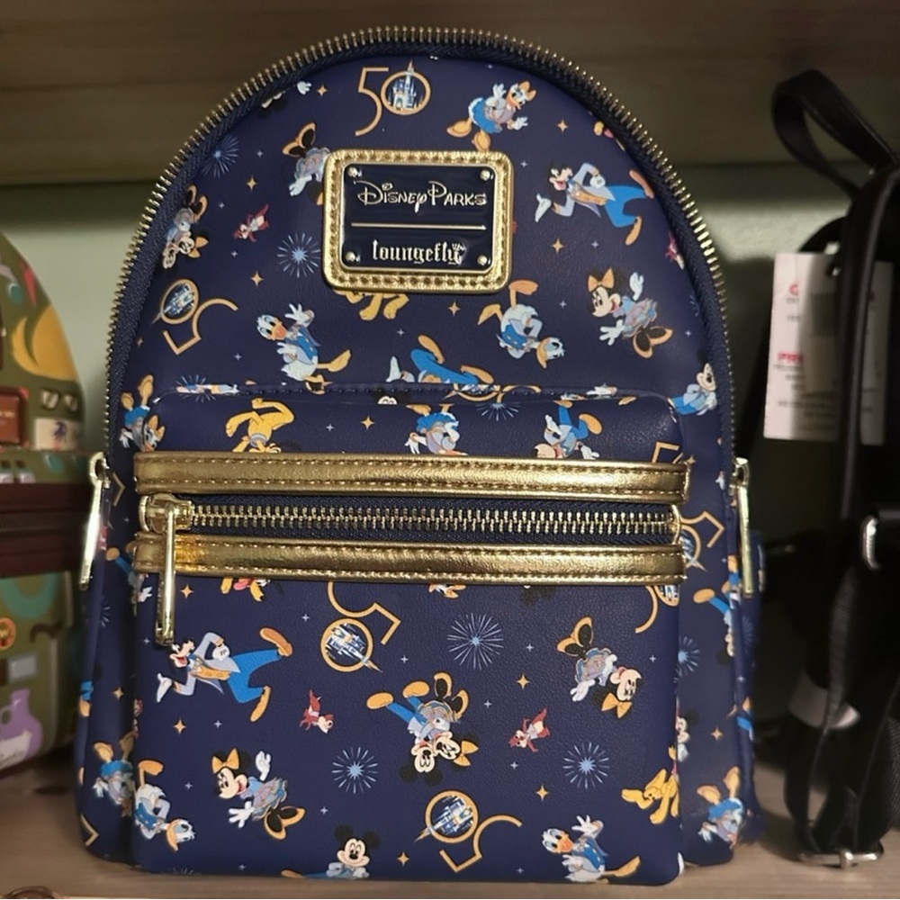 Disney Parks x Loungefly 50th Anniversary Backpack - Navy & Gold